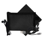 Large Mesh Ear Bud, Cloth & Cable Set - Black Blank Large Mesh Ear Bud, Cloth & Cable Set - Black Blank
