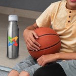Stainless Silhouette Bluetooth Ear Bud Bottle - lifestyle Stainless Silhouette Bluetooth Ear Bud Bottle - lifestyle