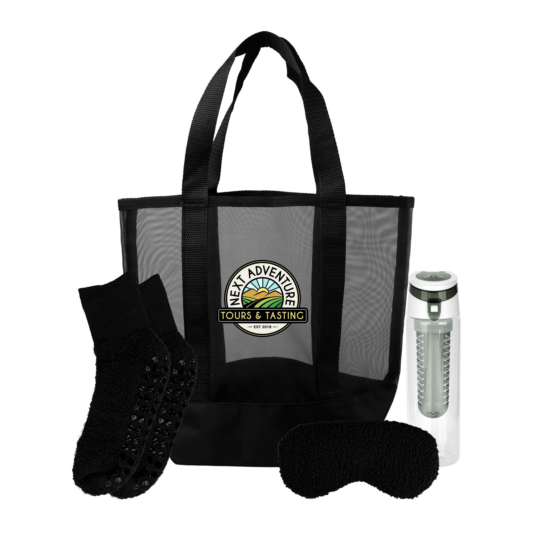 Mesh Fuzzy Beach Bag Set 1