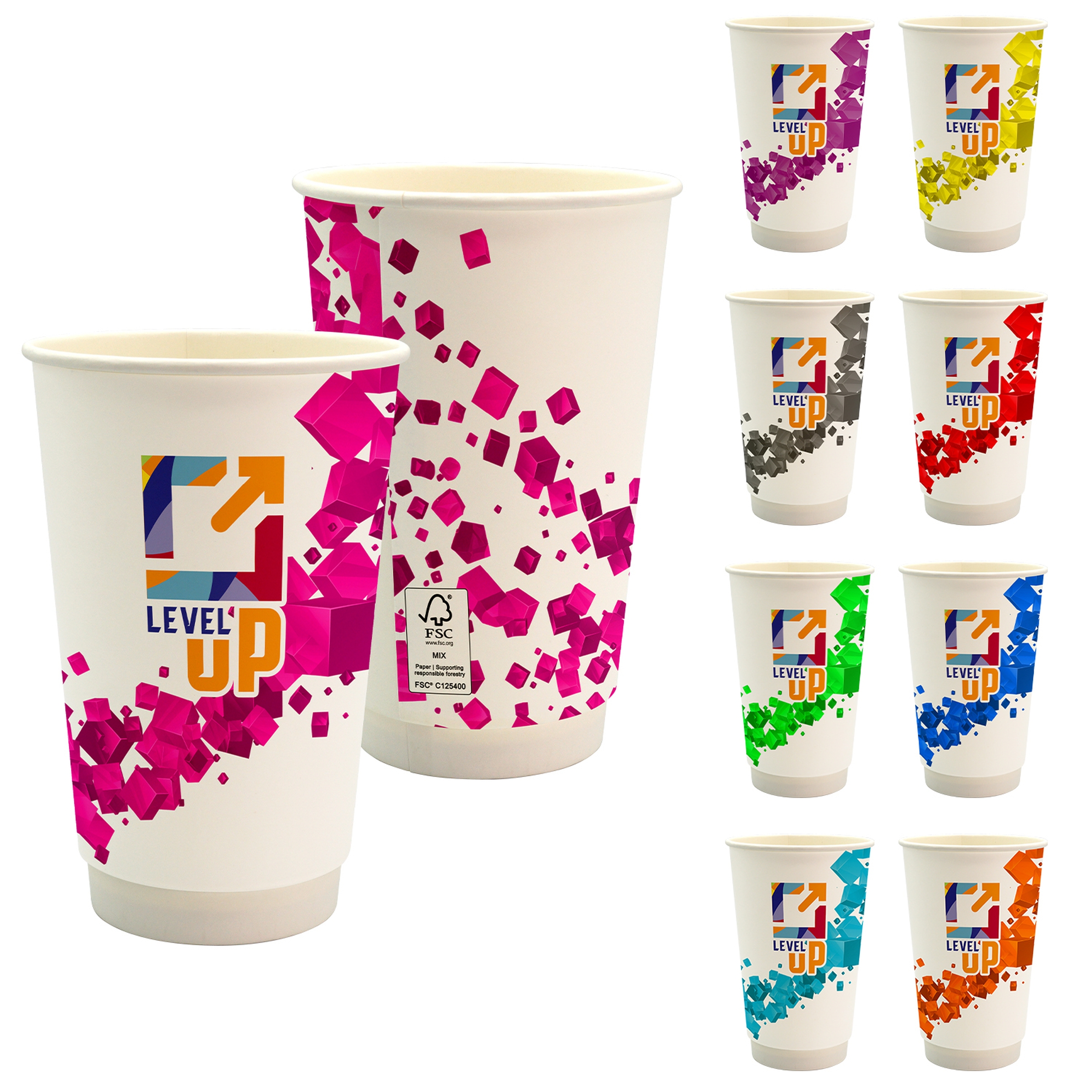 16 oz. Full Color Floating Cube Paper Cup 1