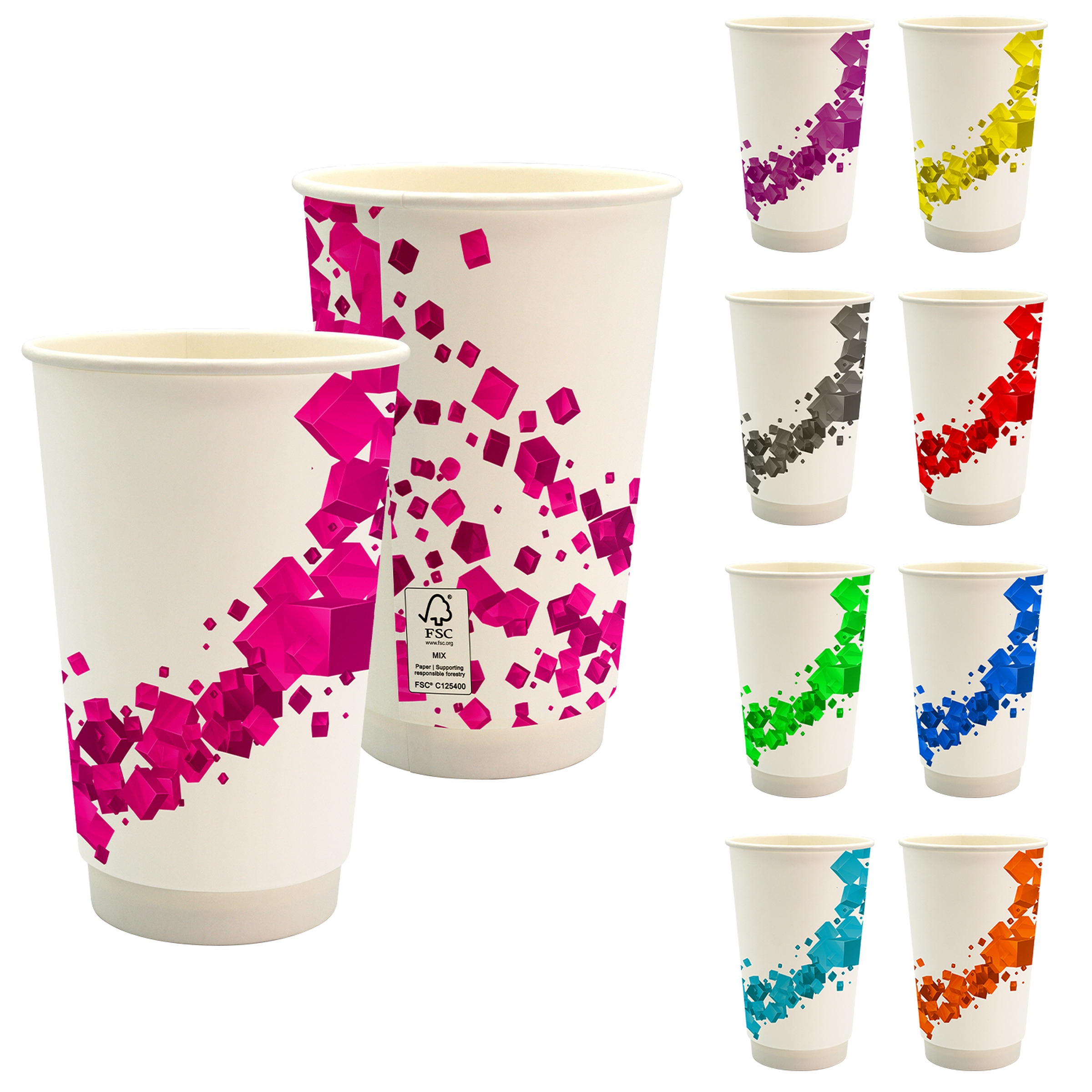 16 oz. Full Color Floating Cube Paper Cup 1