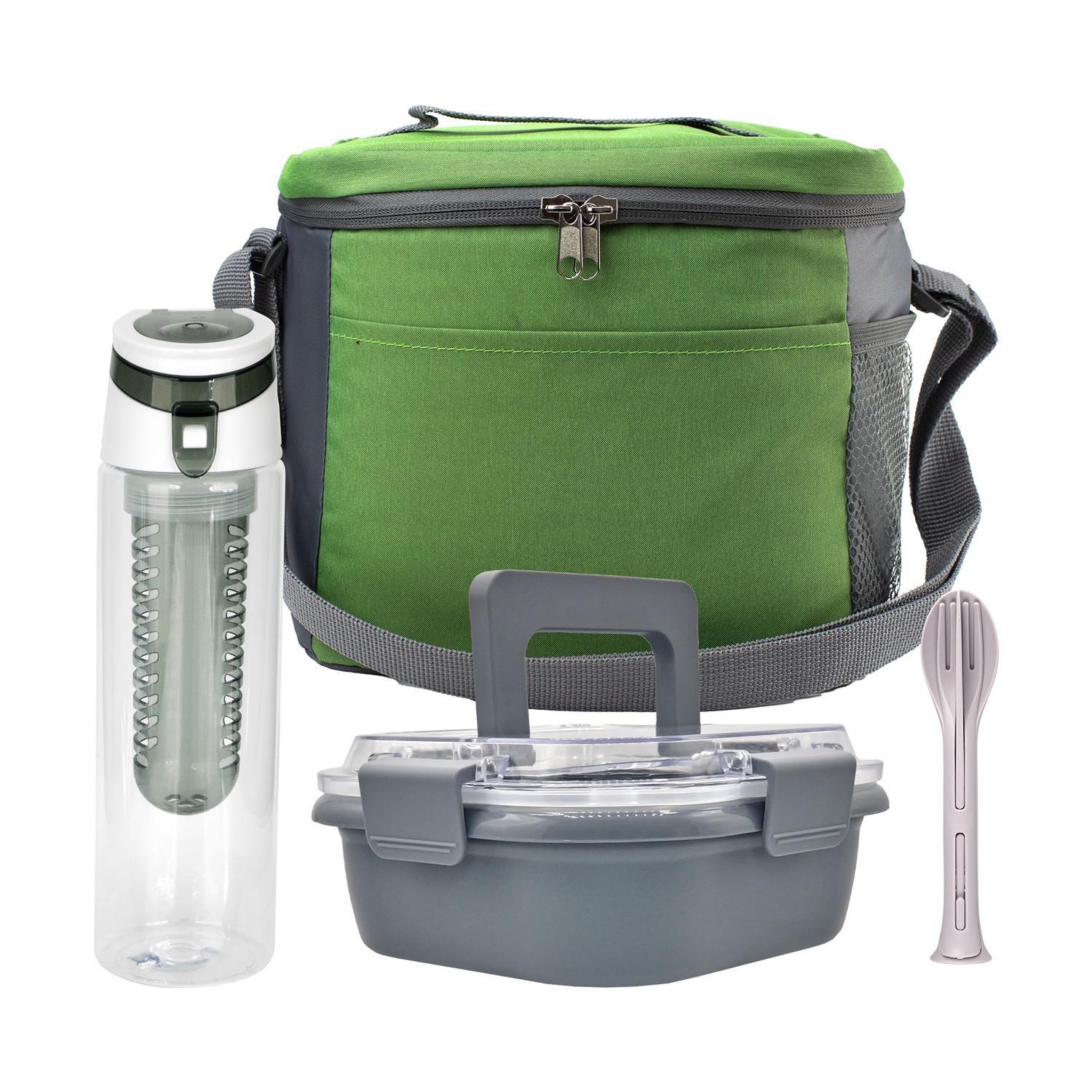 Modern Lunch Box, Bottle & Utensils Set 1
