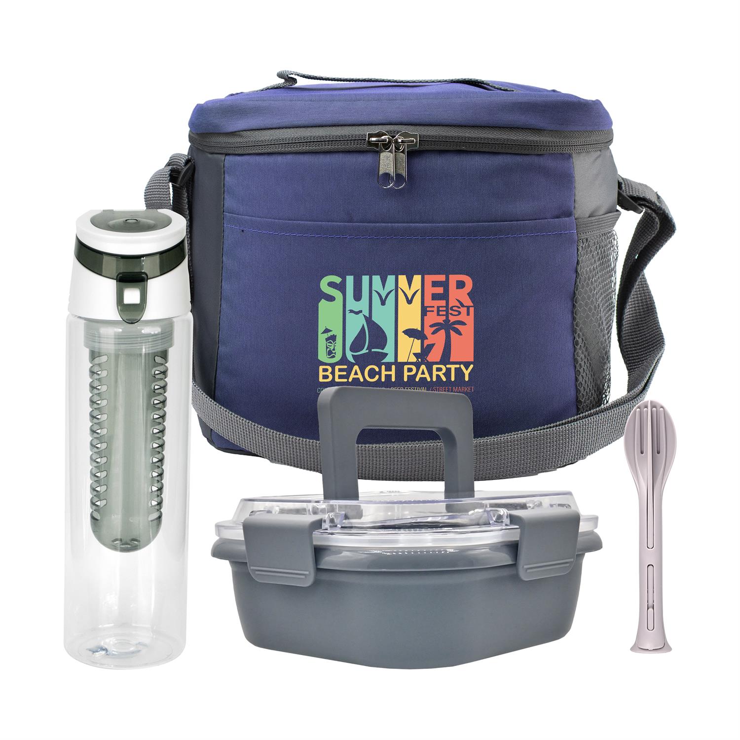 Modern Lunch Box, Bottle & Utensils Set 1