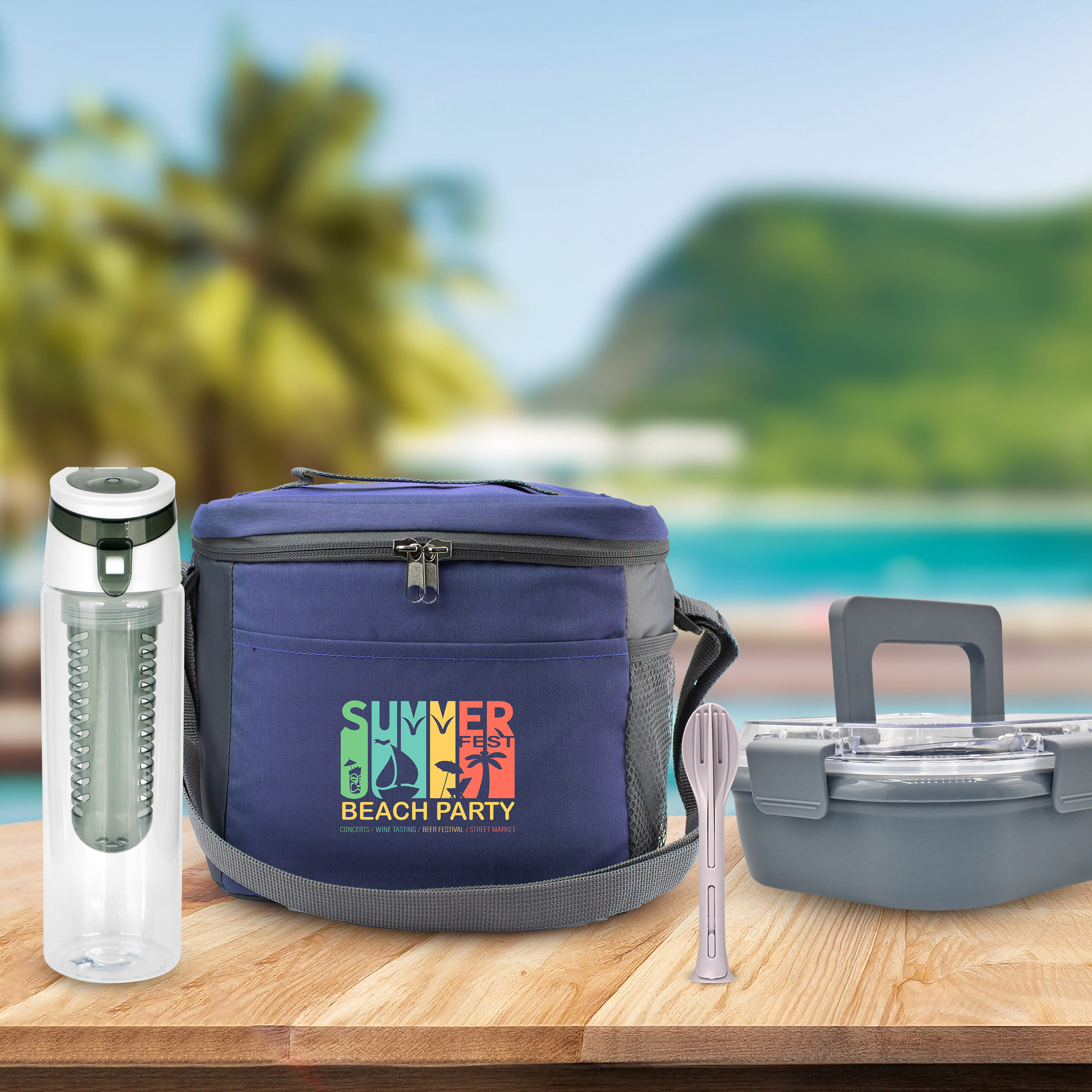 Modern Lunch Box, Bottle & Utensils Set 1