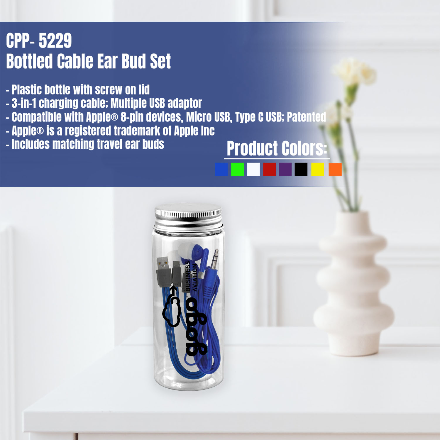 Bottled Cable Ear Bud Set 1