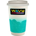 16 oz. Full Color Turbulent Waves Paper Cup With Lid - teal 16 oz. Full Color Turbulent Waves Paper Cup With Lid - teal