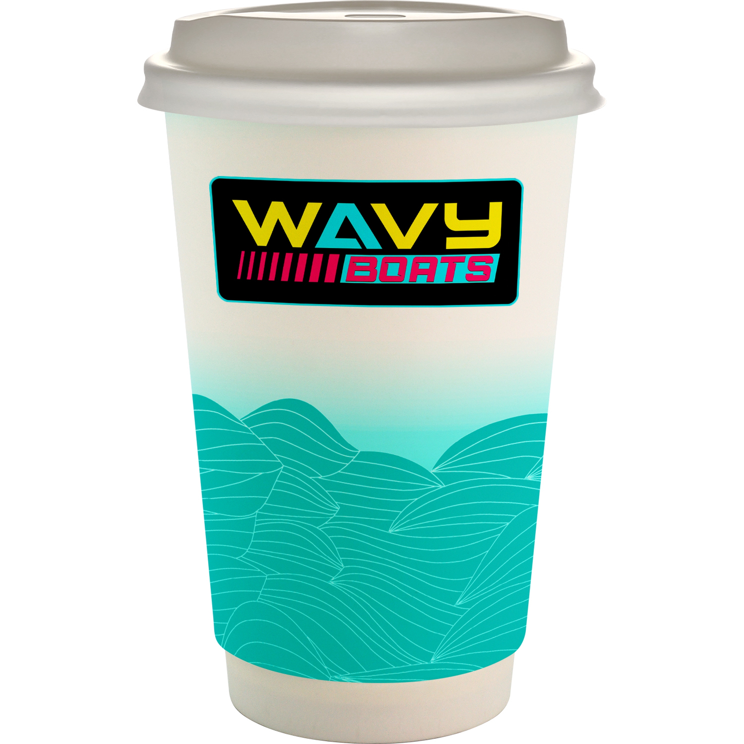 16 oz. Full Color Turbulent Waves Paper Cup With Lid 1