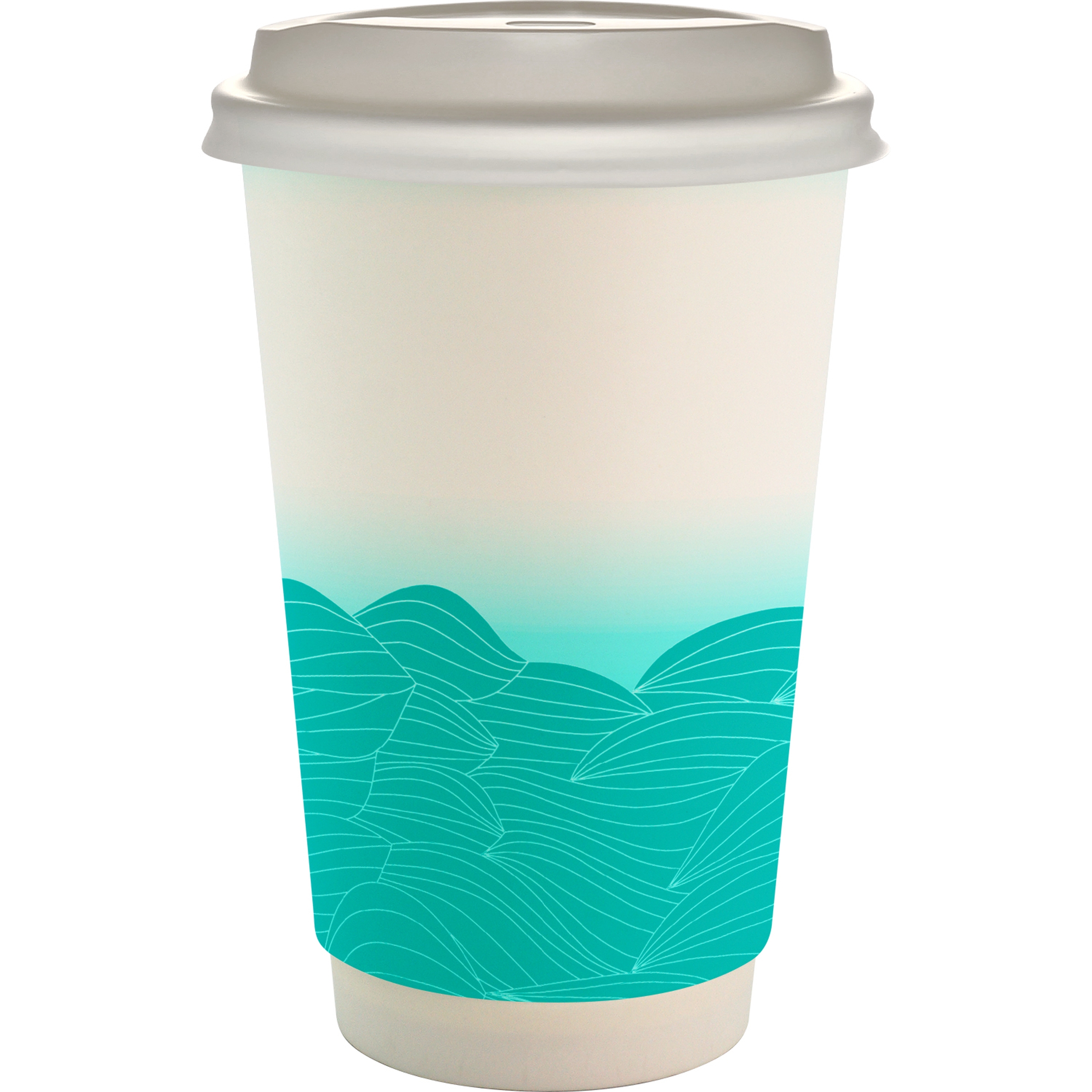 16 oz. Full Color Turbulent Waves Paper Cup With Lid 1
