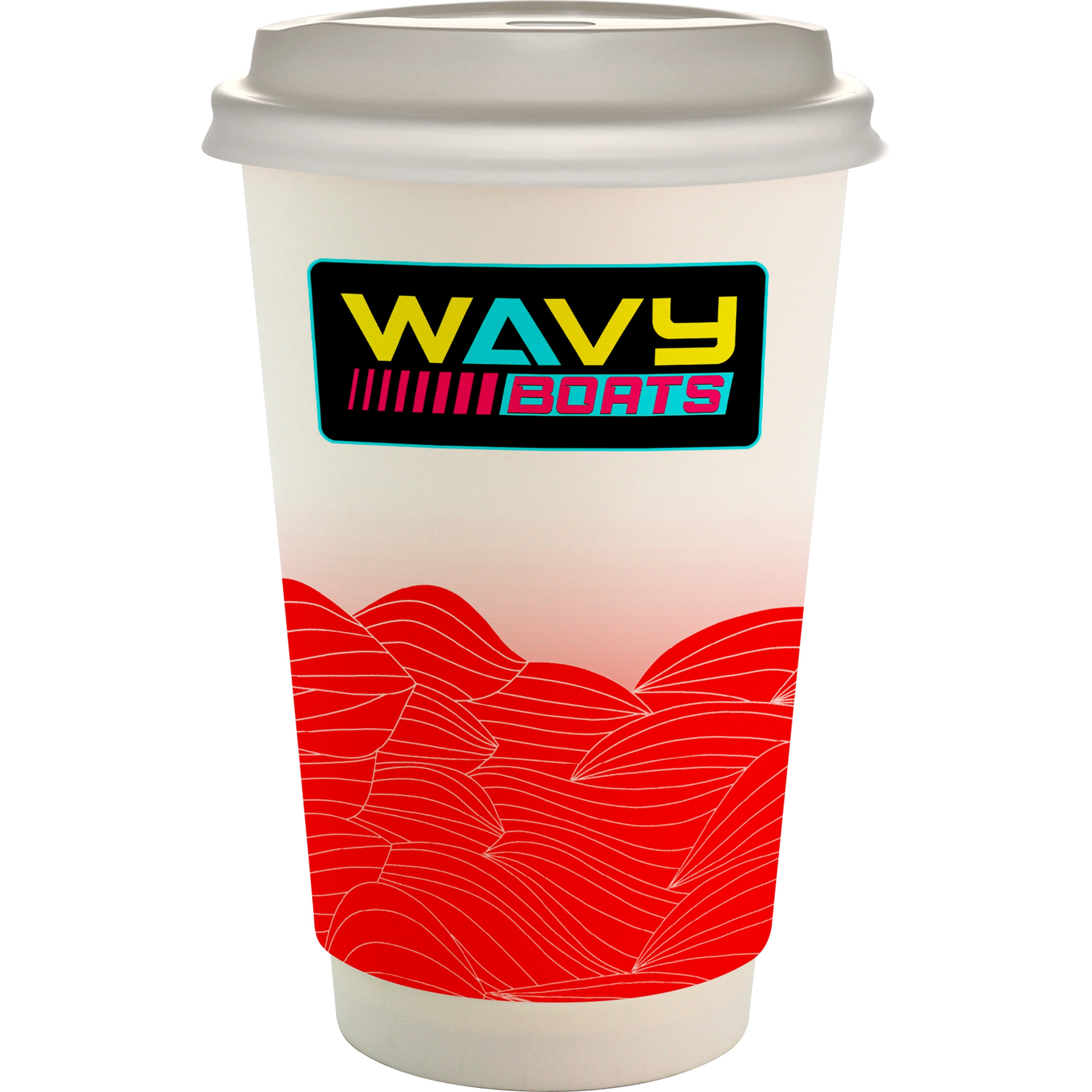 16 oz. Full Color Turbulent Waves Paper Cup With Lid 1