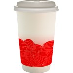 16 oz. Full Color Turbulent Waves Paper Cup With Lid - red 16 oz. Full Color Turbulent Waves Paper Cup With Lid - red