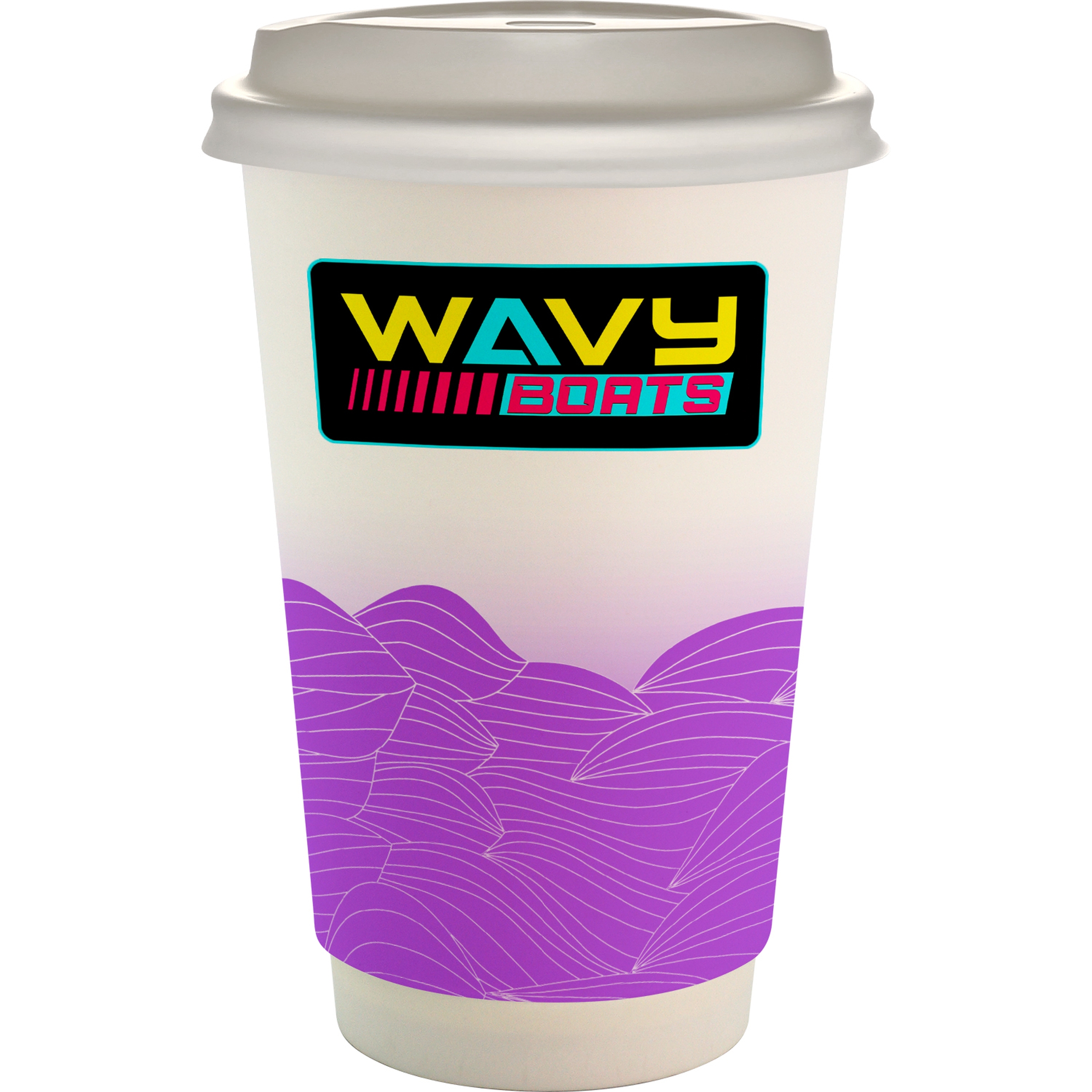 16 oz. Full Color Turbulent Waves Paper Cup With Lid 1