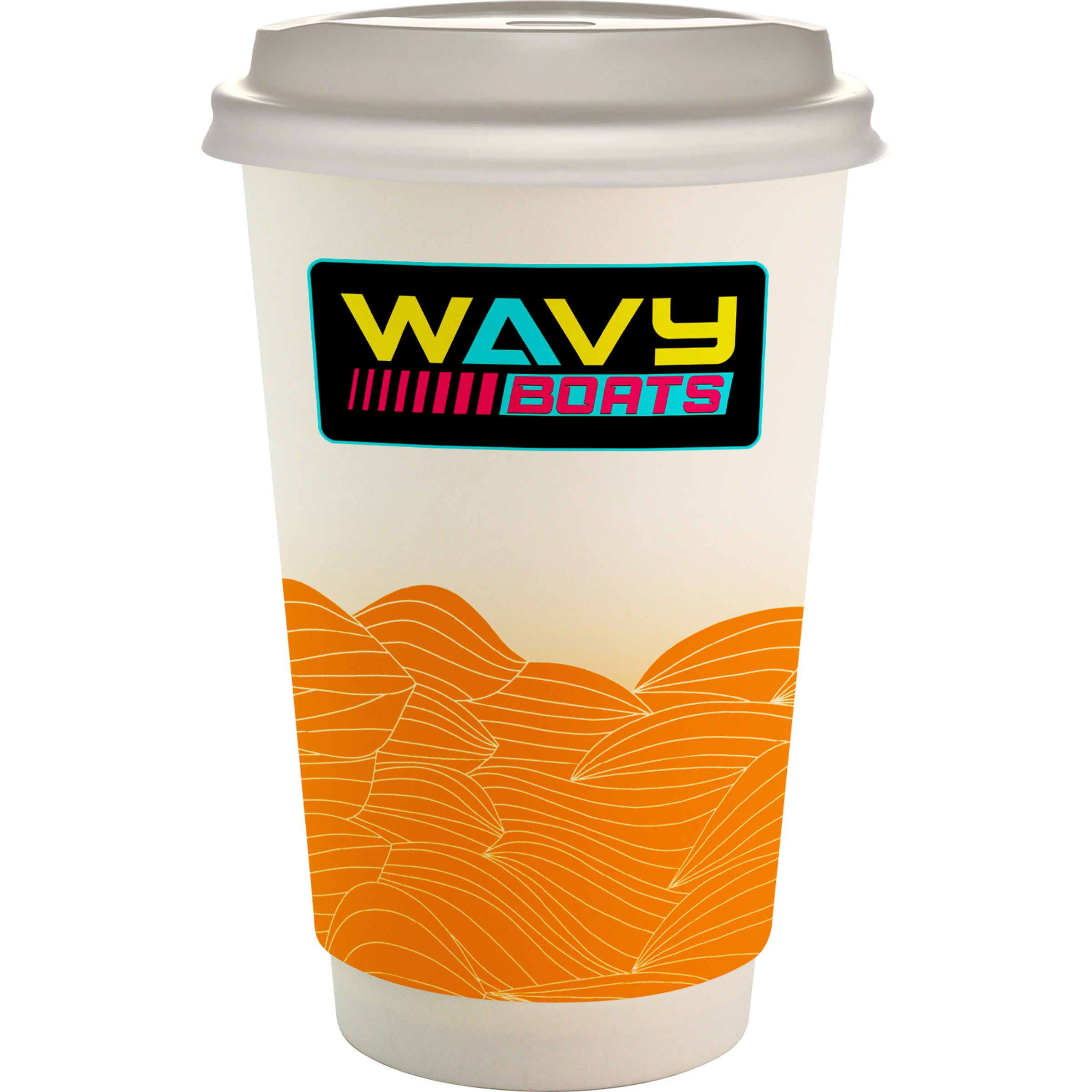 16 oz. Full Color Turbulent Waves Paper Cup With Lid 1