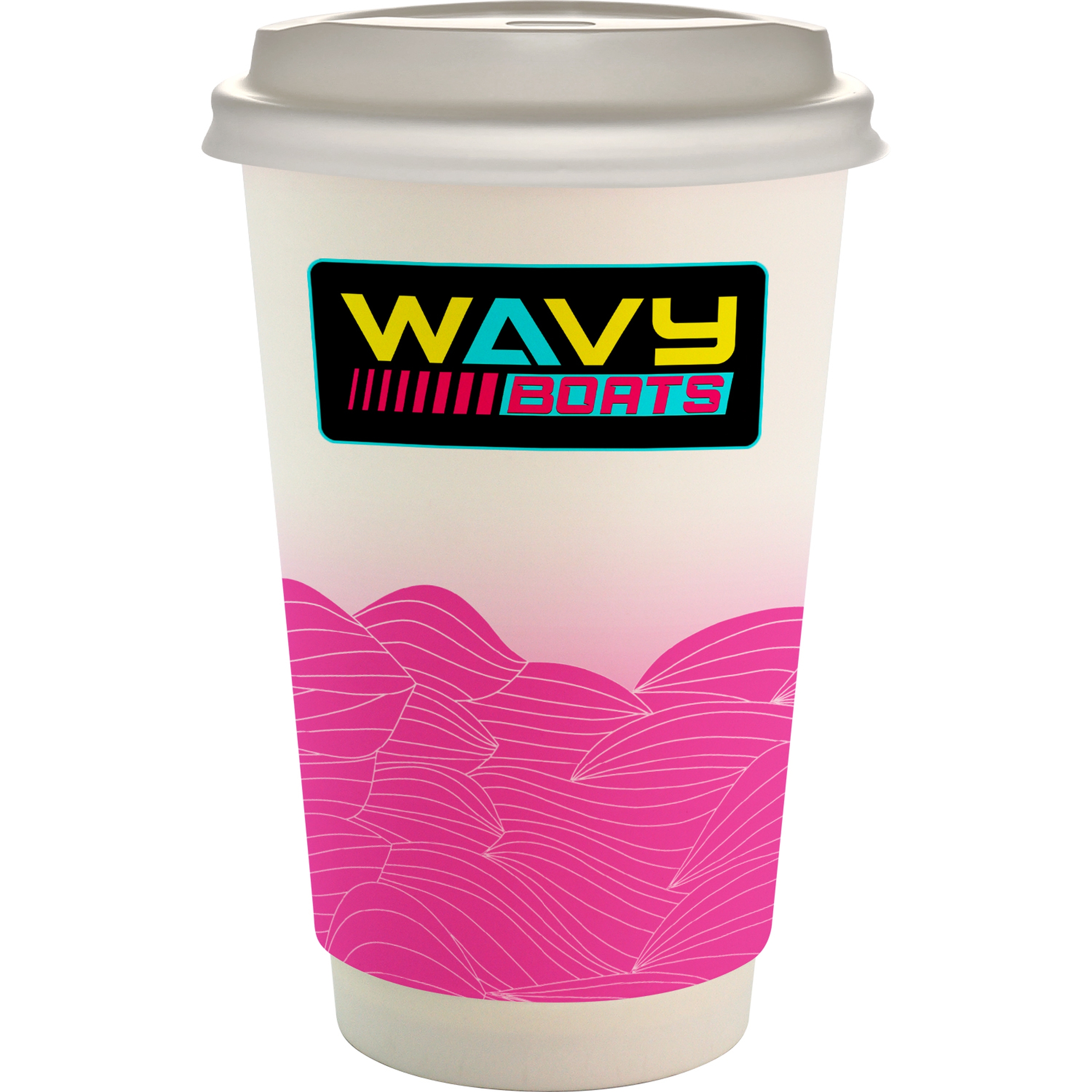 16 oz. Full Color Turbulent Waves Paper Cup With Lid 1