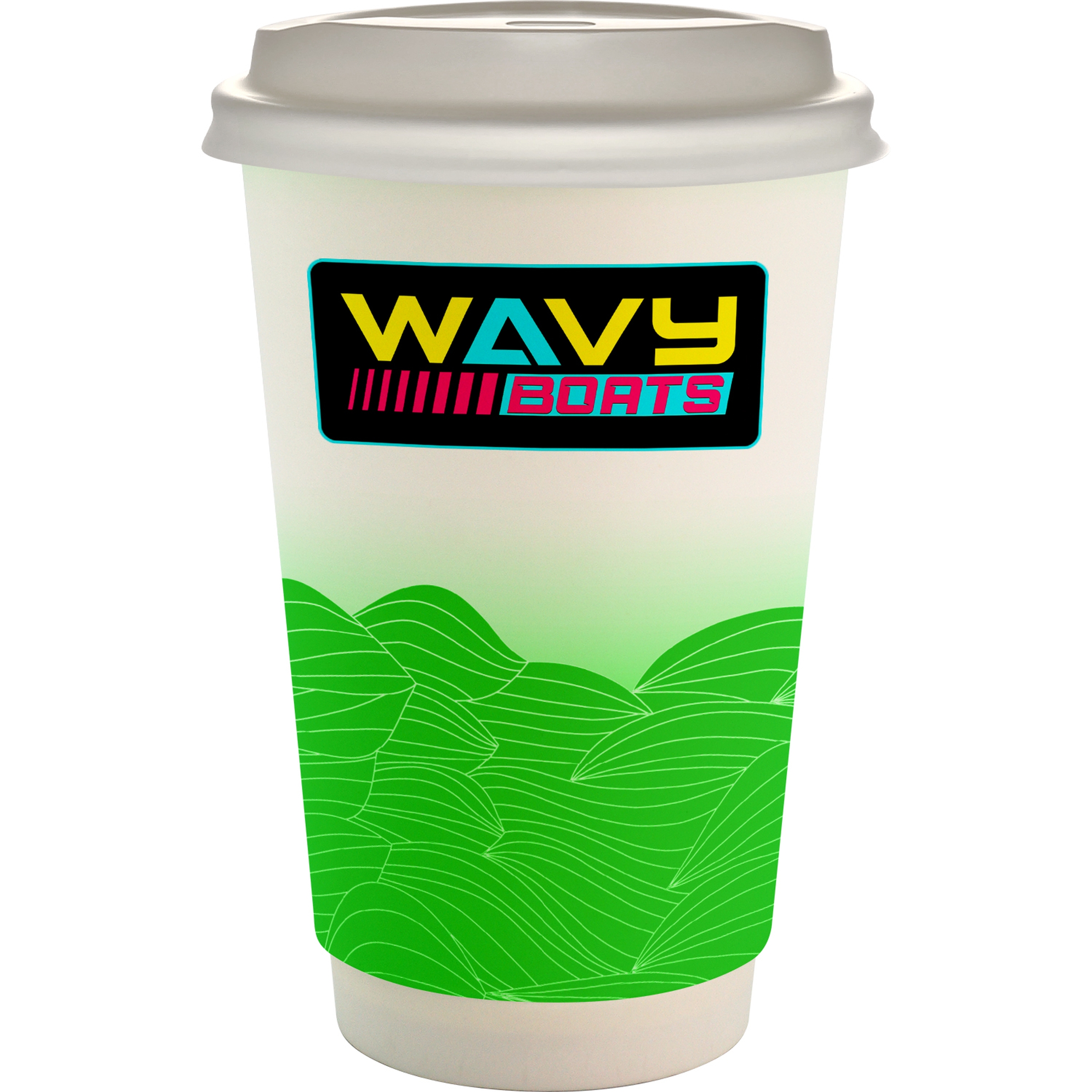 16 oz. Full Color Turbulent Waves Paper Cup With Lid 1