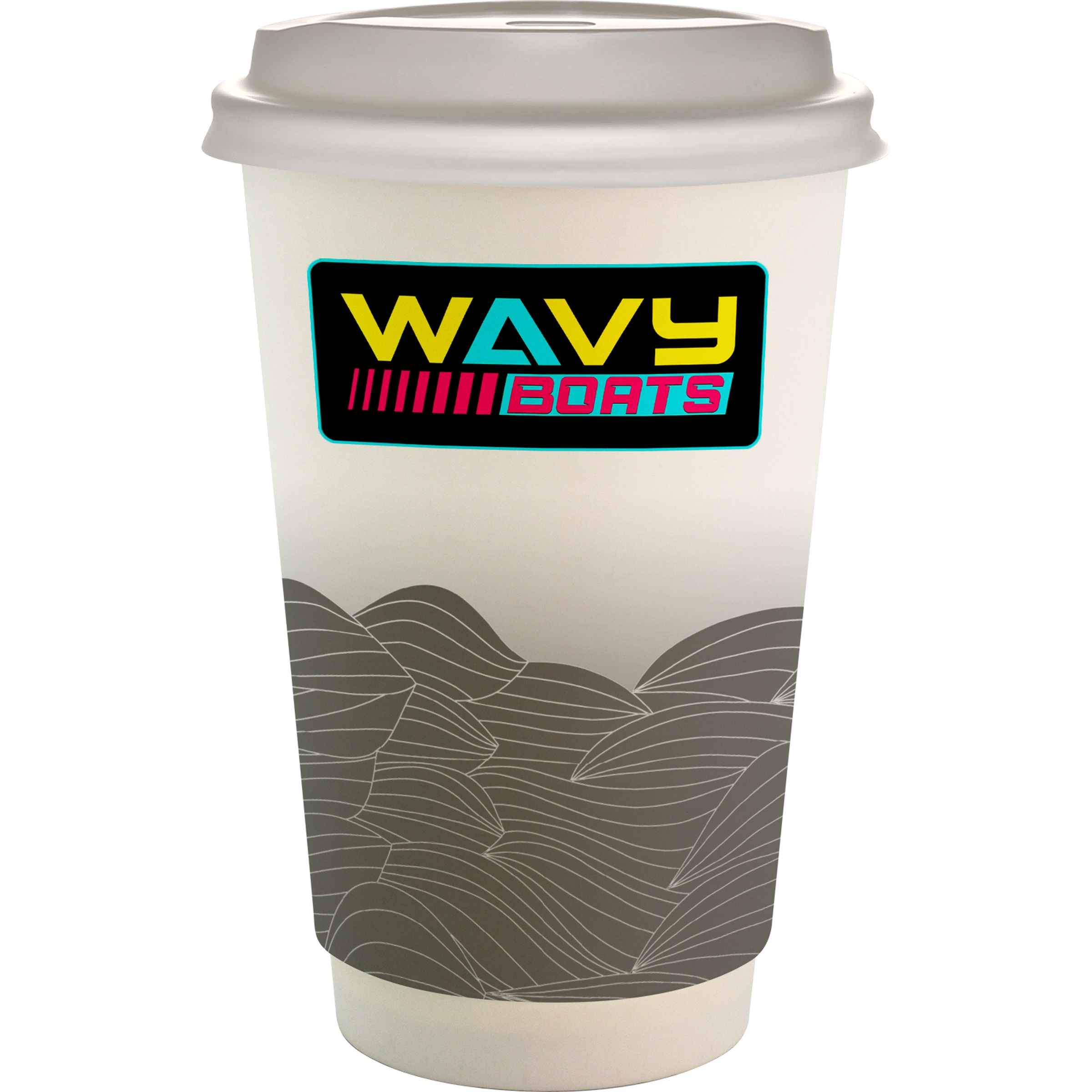 16 oz. Full Color Turbulent Waves Paper Cup With Lid 1