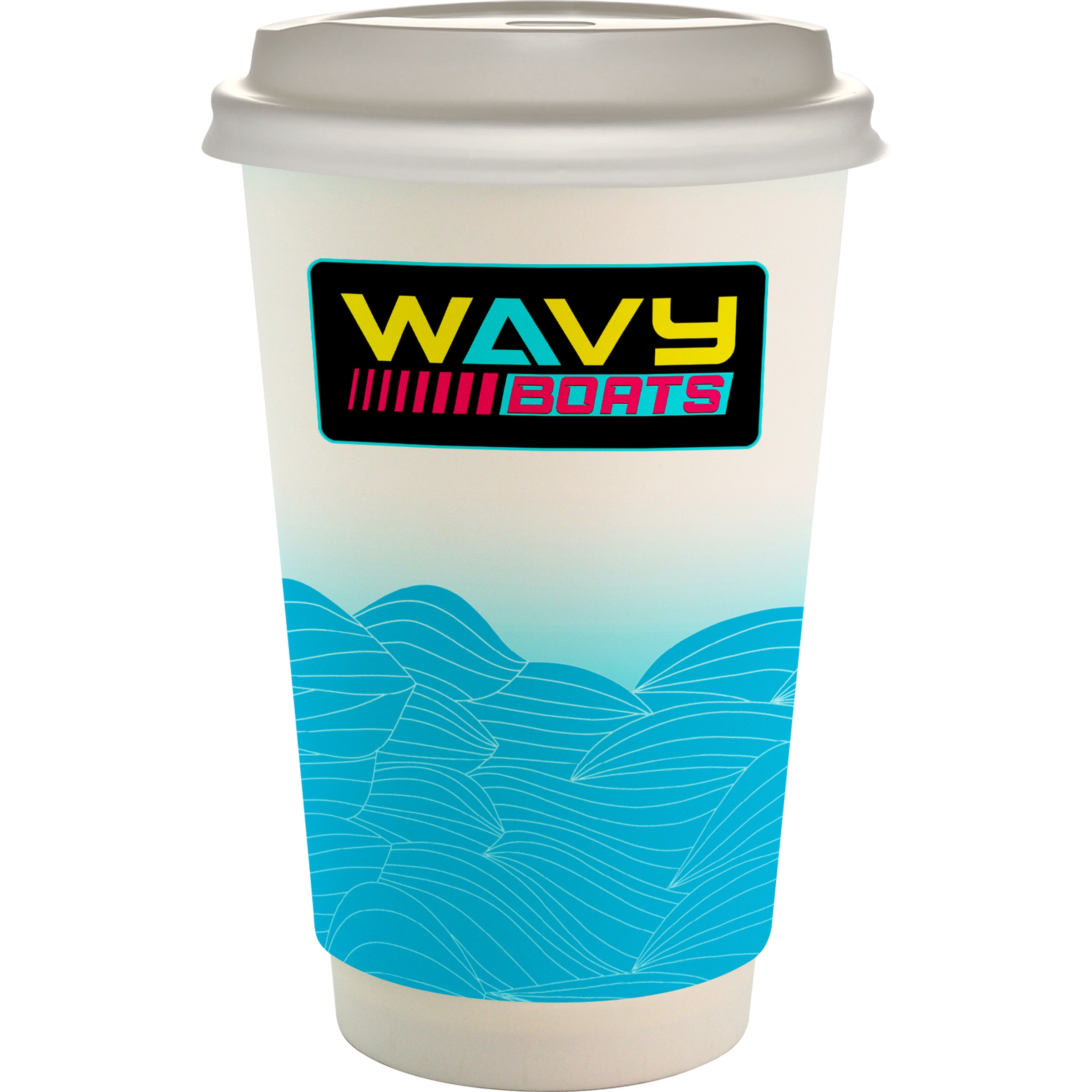 16 oz. Full Color Turbulent Waves Paper Cup With Lid 1