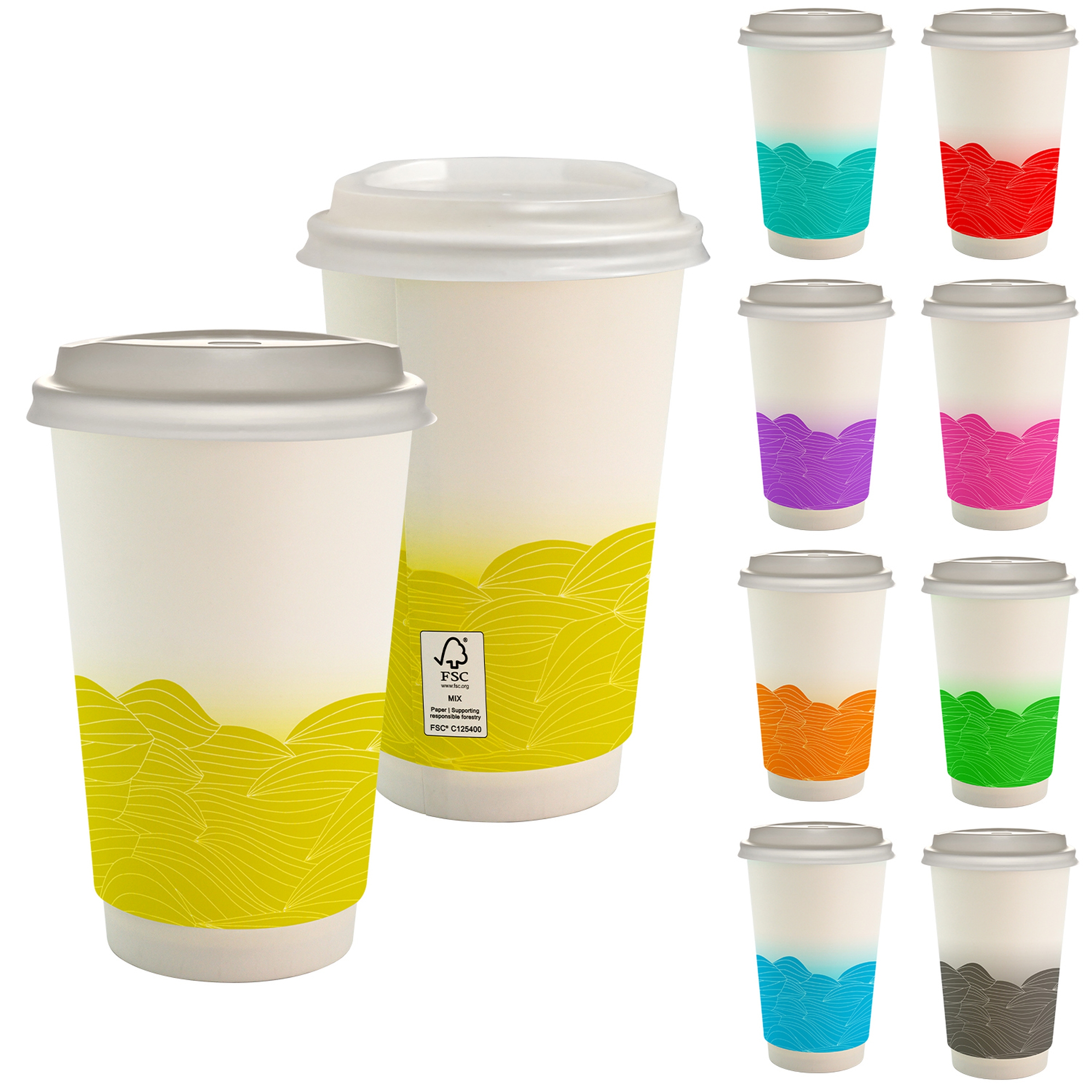 16 oz. Full Color Turbulent Waves Paper Cup With Lid 1
