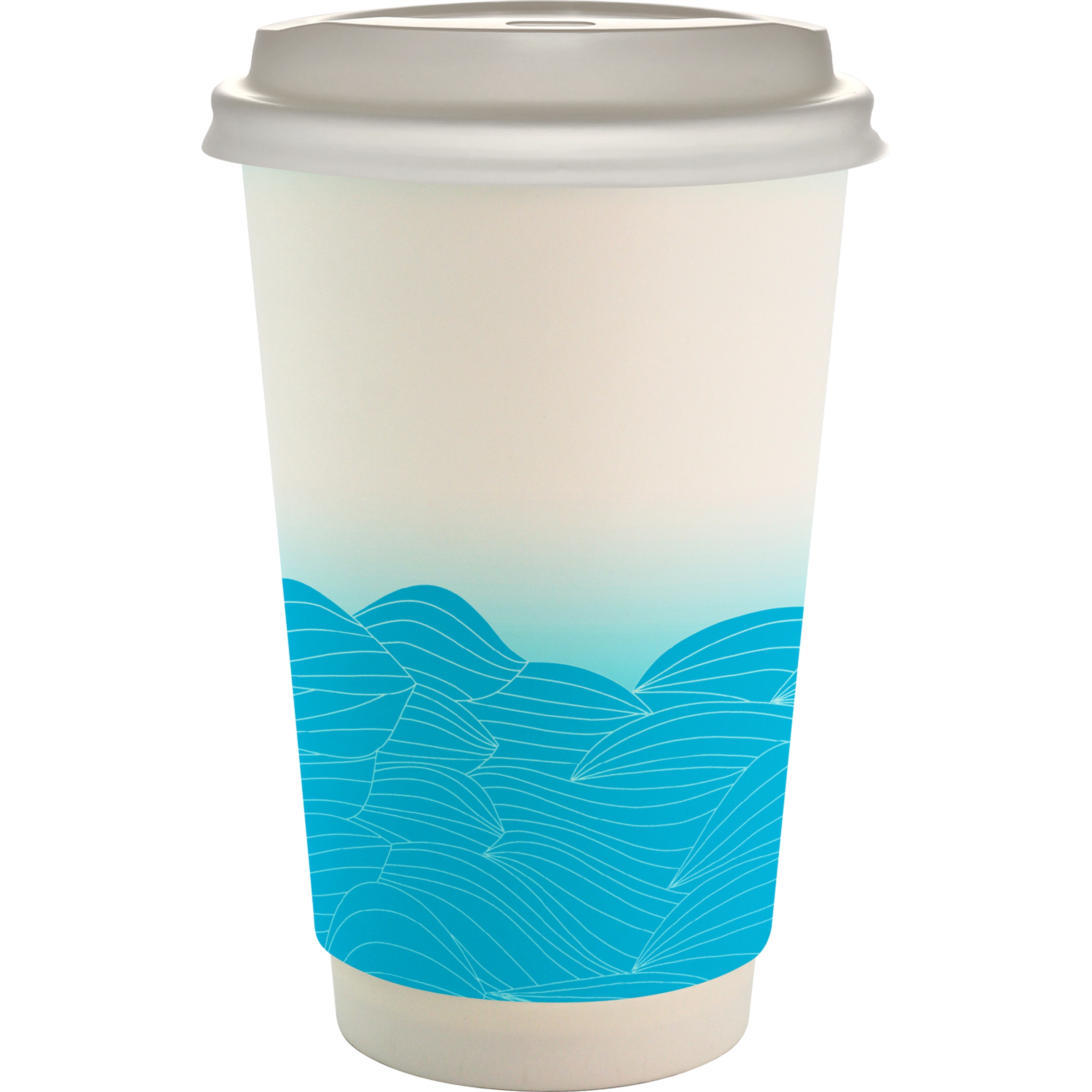 16 oz. Full Color Turbulent Waves Paper Cup With Lid 1
