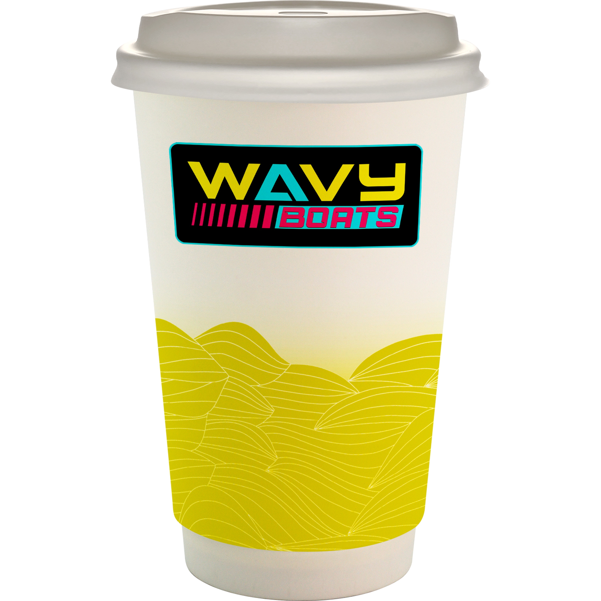 16 oz. Full Color Turbulent Waves Paper Cup With Lid 1