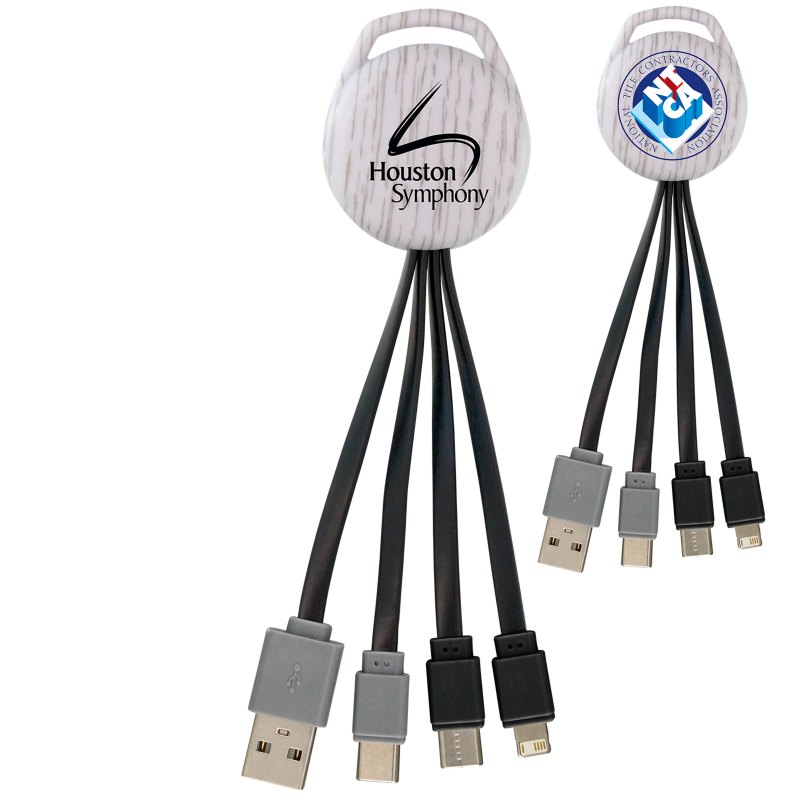 White Wood Vivid Dual Input 3-in-1 Charging Cable 1 White Wood Vivid Dual Input 3-in-1 Charging Cable 1