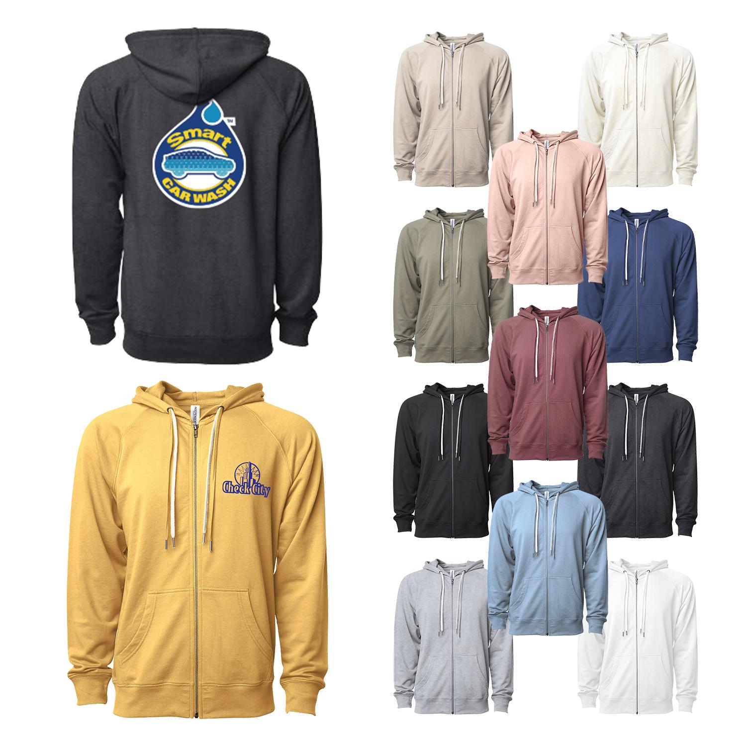 Unisex Lightweight Loopback Terry Zip Hood 1