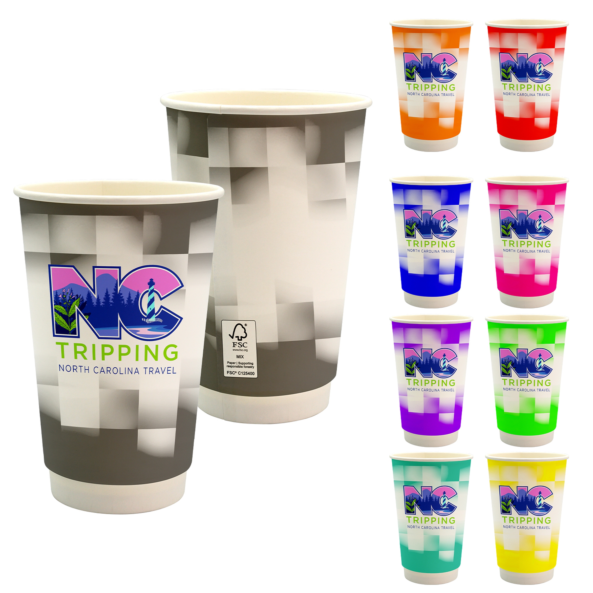 16 oz. Full Color Shaded Checkers Paper Cup 1