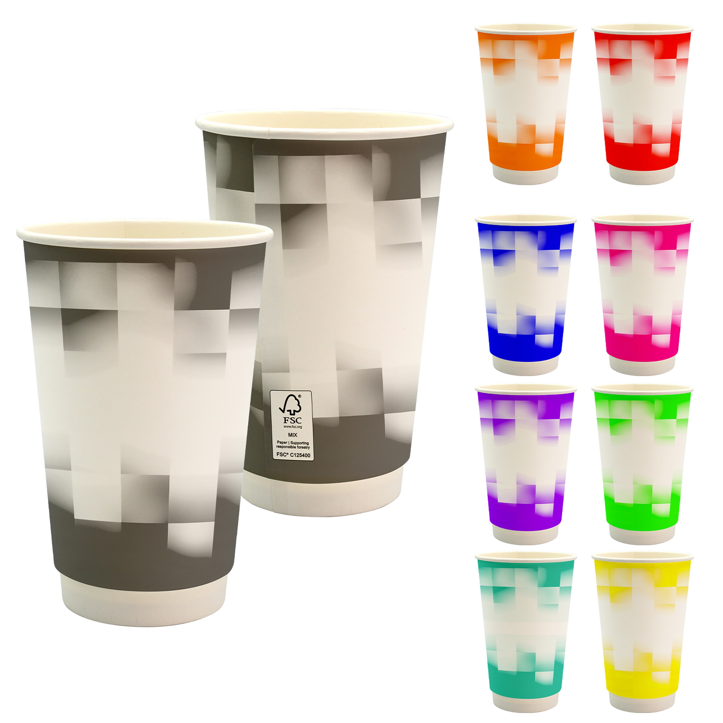 16 oz. Full Color Shaded Checkers Paper Cup 1
