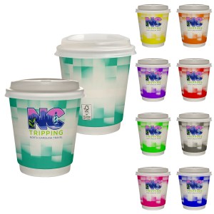 10 oz. Full Color Shaded Checkers Insulated Paper Cup With Lid 1 10 oz. Full Color Shaded Checkers Insulated Paper Cup With Lid 1