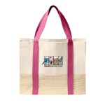 Port Authority® Straw Market Tote - Awareness Pink Logo Port Authority® Straw Market Tote - Awareness Pink Logo
