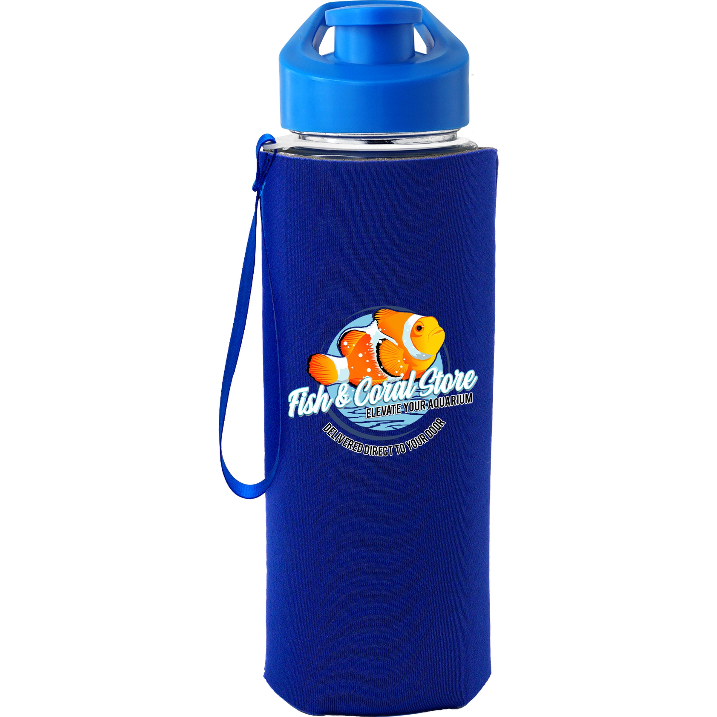 Easy Pour 22 oz Frosted Glass Sleeve Lanyard Bottle 1