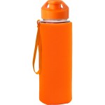 Easy Pour 22 oz Frosted Glass Sleeve Lanyard Bottle - orange Easy Pour 22 oz Frosted Glass Sleeve Lanyard Bottle - orange