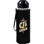 Easy Pour 22 oz Frosted Glass Sleeve Lanyard Bottle - black Easy Pour 22 oz Frosted Glass Sleeve Lanyard Bottle - black