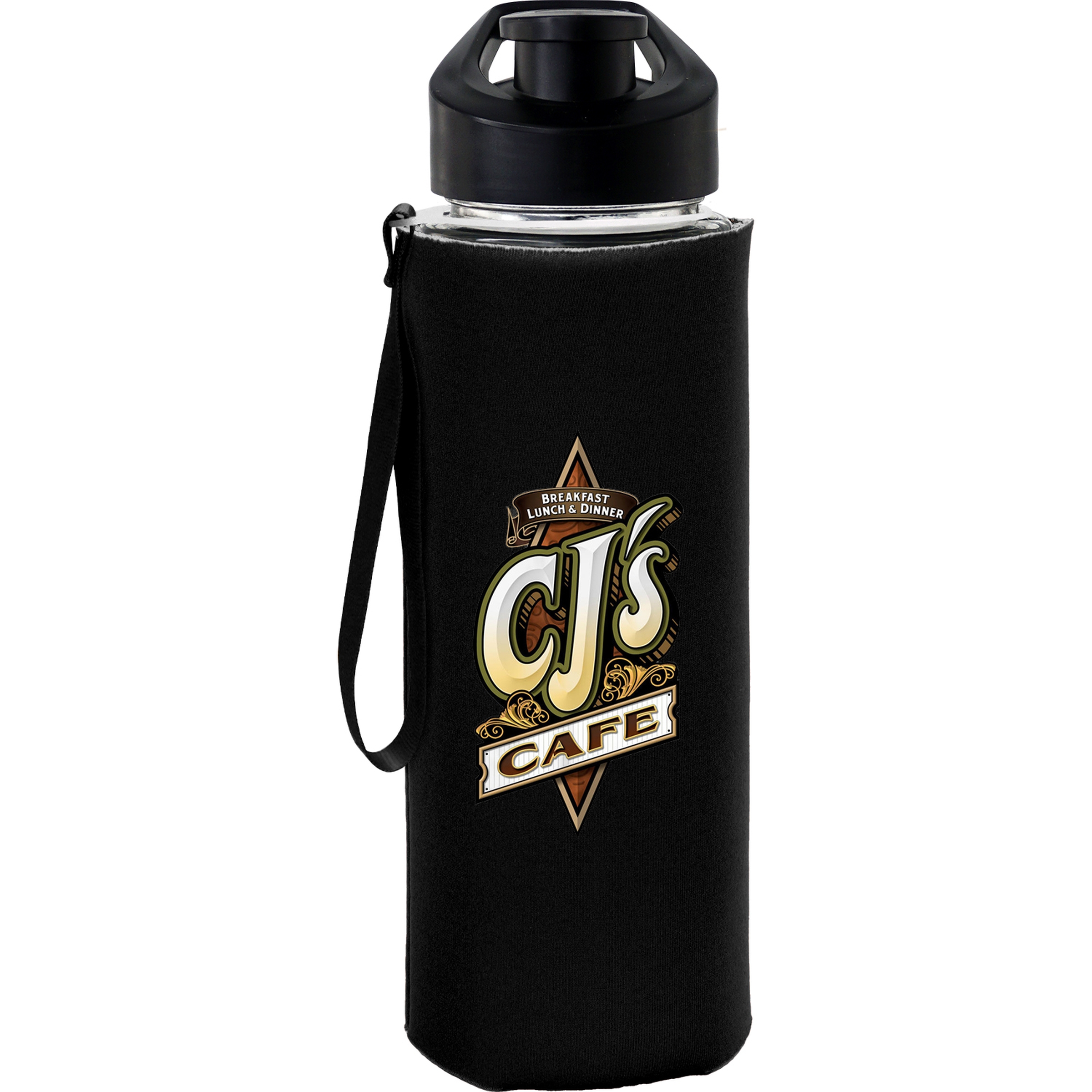 Easy Pour 22 oz Frosted Glass Sleeve Lanyard Bottle 1