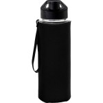 Easy Pour 22 oz Frosted Glass Sleeve Lanyard Bottle - black Easy Pour 22 oz Frosted Glass Sleeve Lanyard Bottle - black