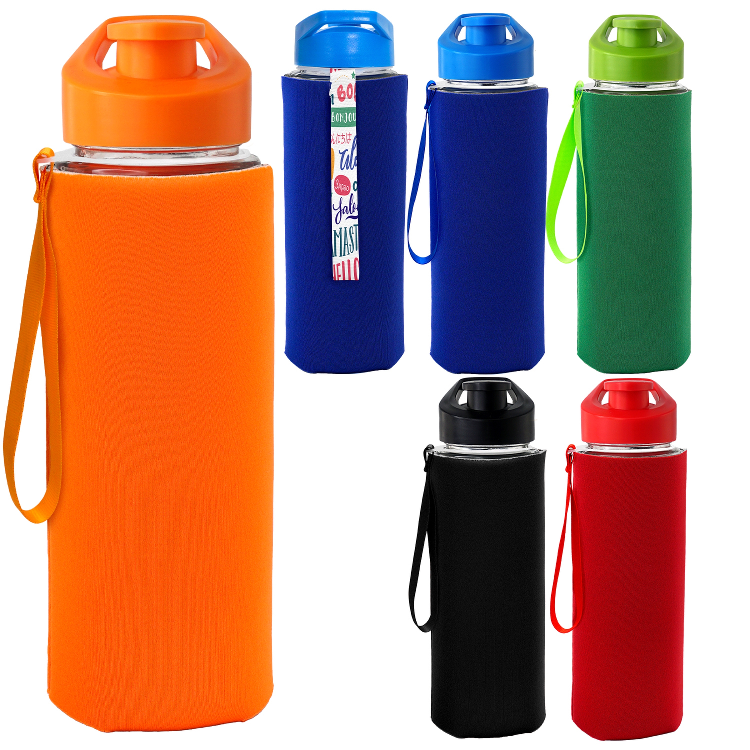 Easy Pour 22 oz Frosted Glass Sleeve Lanyard Bottle 1