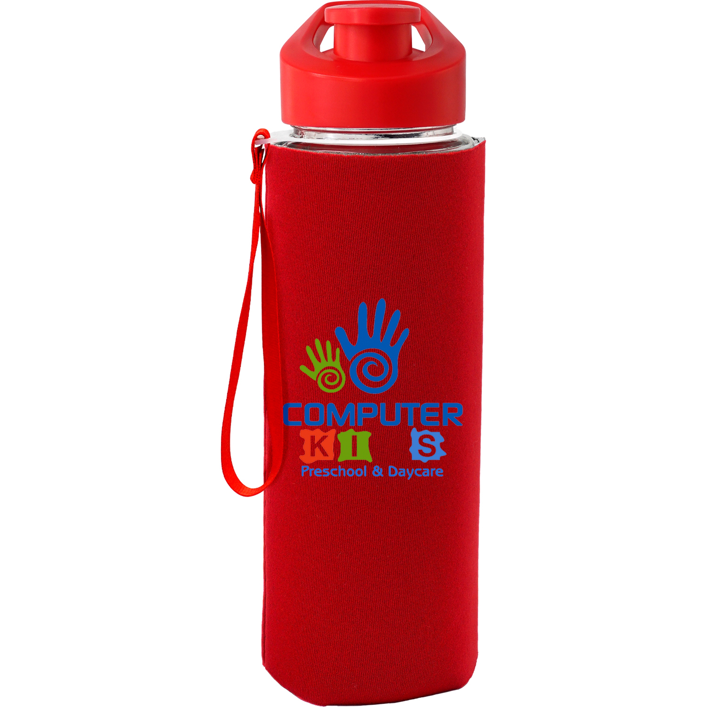 Easy Pour 22 oz Frosted Glass Sleeve Lanyard Bottle 1
