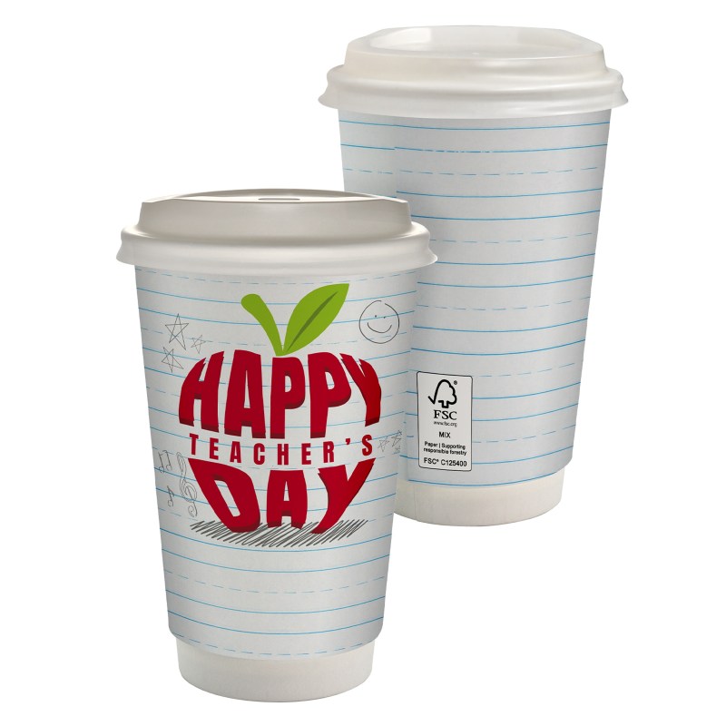 16 oz. Teacher Full Color Paper Cup with Lid 1 16 oz. Teacher Full Color Paper Cup with Lid 1
