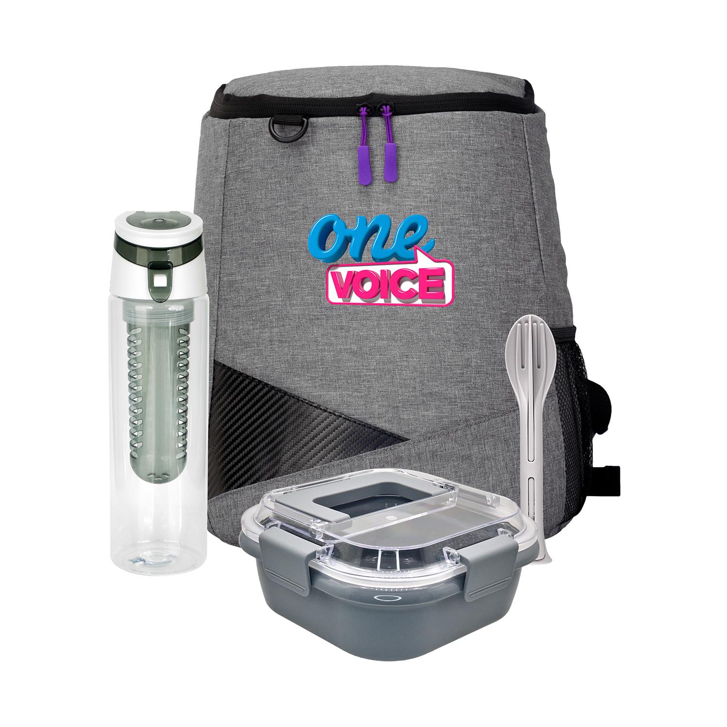 Trendy Lunch Box & Utensil Backpack Set 1