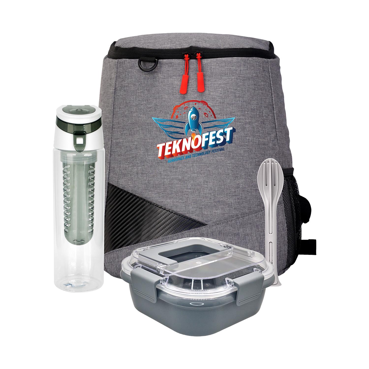 Trendy Lunch Box & Utensil Backpack Set 1