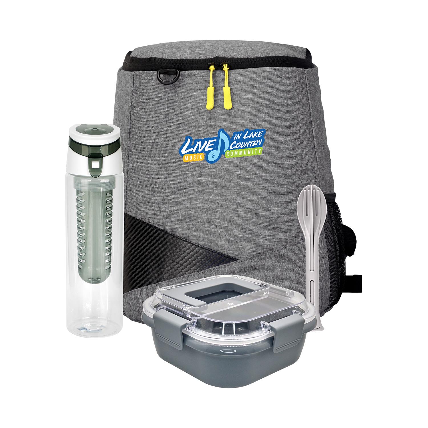 Trendy Lunch Box & Utensil Backpack Set 1