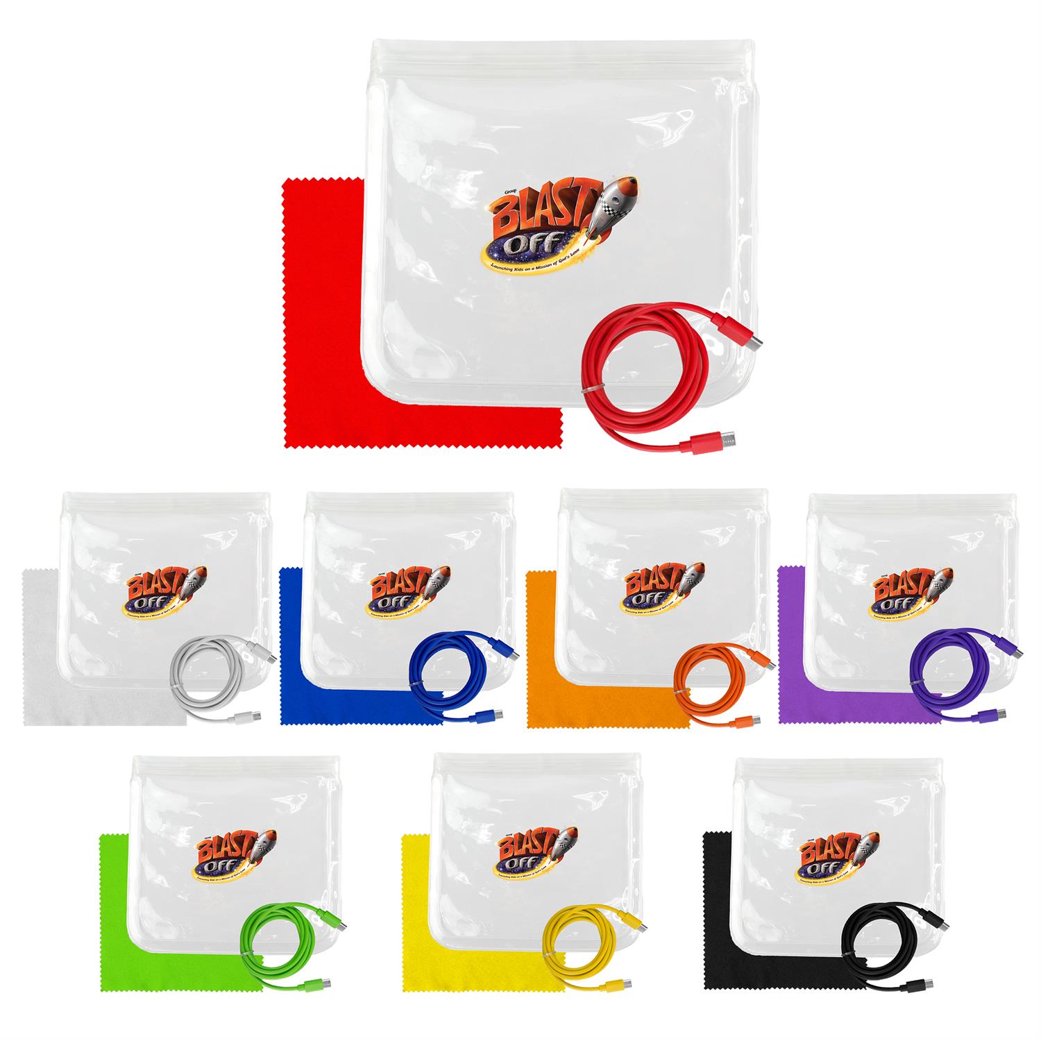 Clear C to C Cable & Cloth Set 1