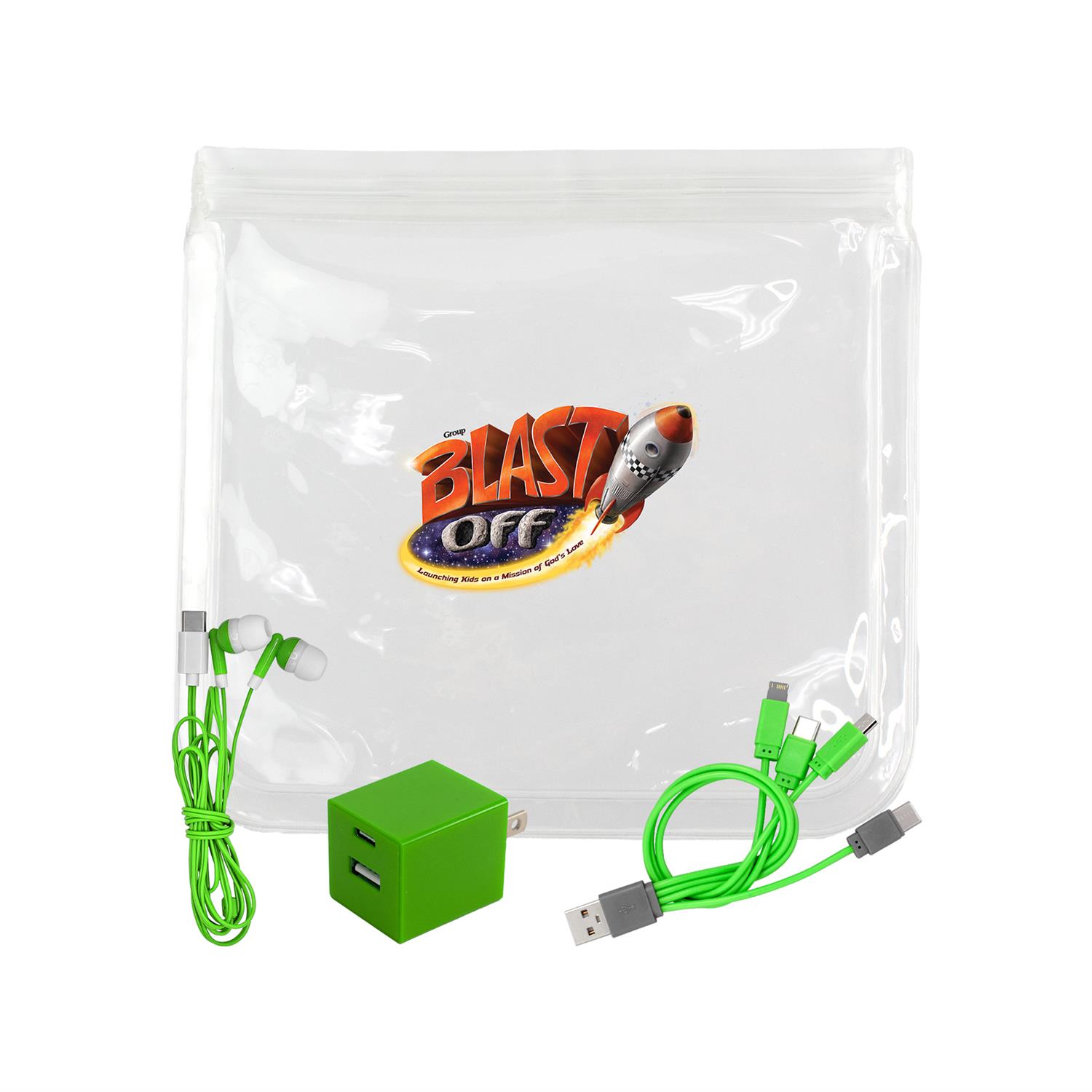 Clear A+C Wall, Cable & Ear Bud Set 1