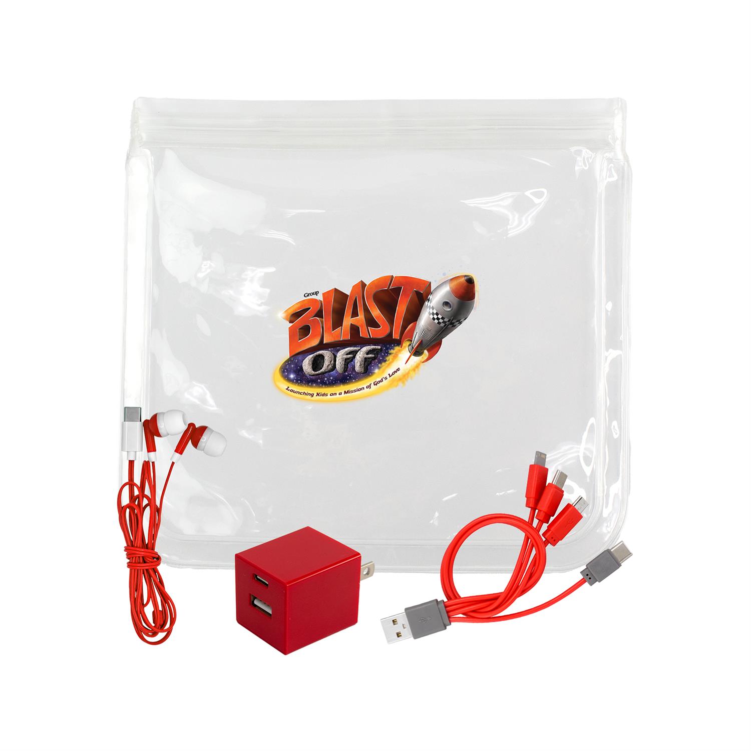 Clear A+C Wall, Cable & Ear Bud Set 1
