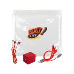 Clear A+C Wall, Cable & Ear Bud Set - Red Clear A+C Wall, Cable & Ear Bud Set - Red