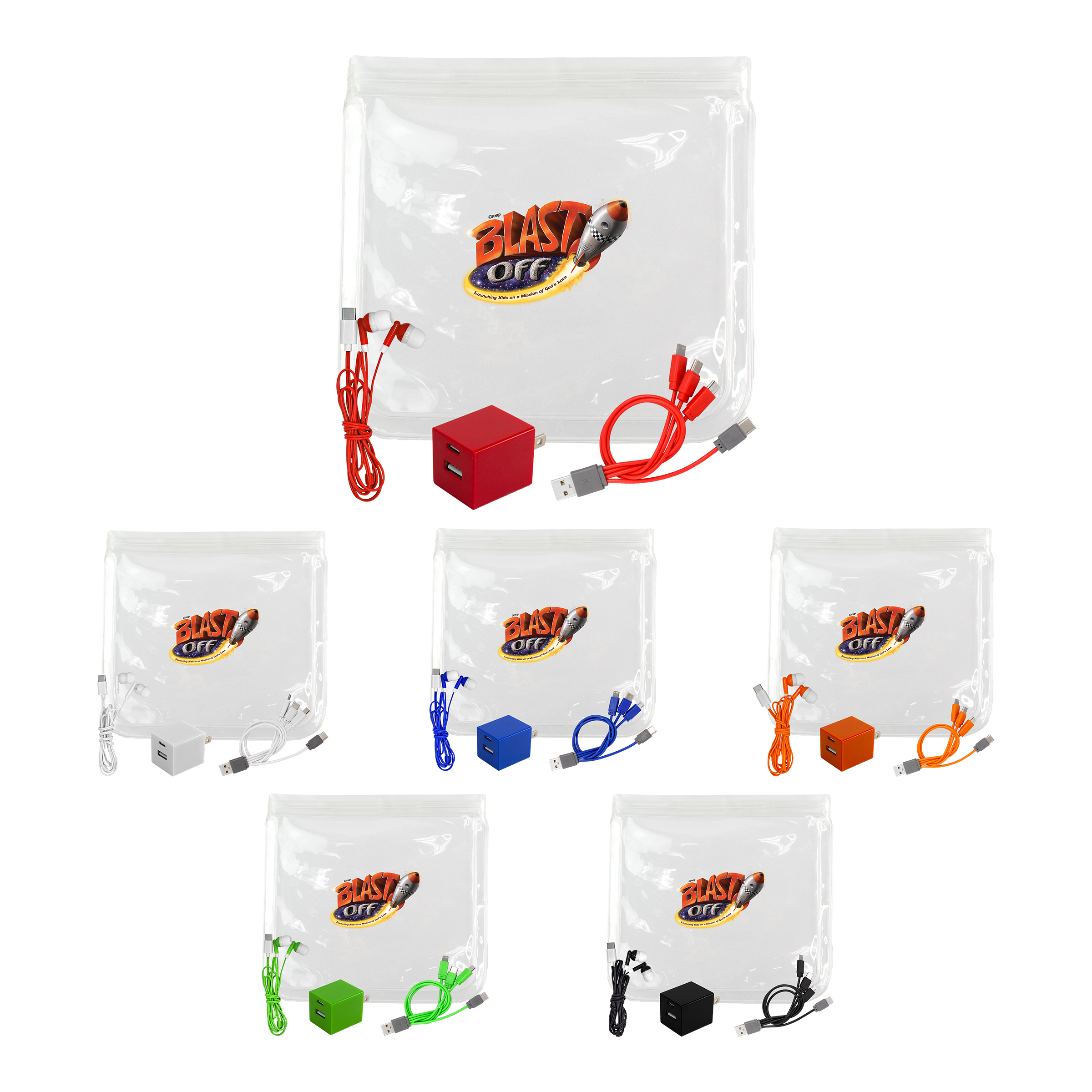 Clear A+C Wall, Cable & Ear Bud Set 1