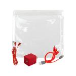 Clear A+C Wall, Cable & Ear Bud Set - Red Clear A+C Wall, Cable & Ear Bud Set - Red