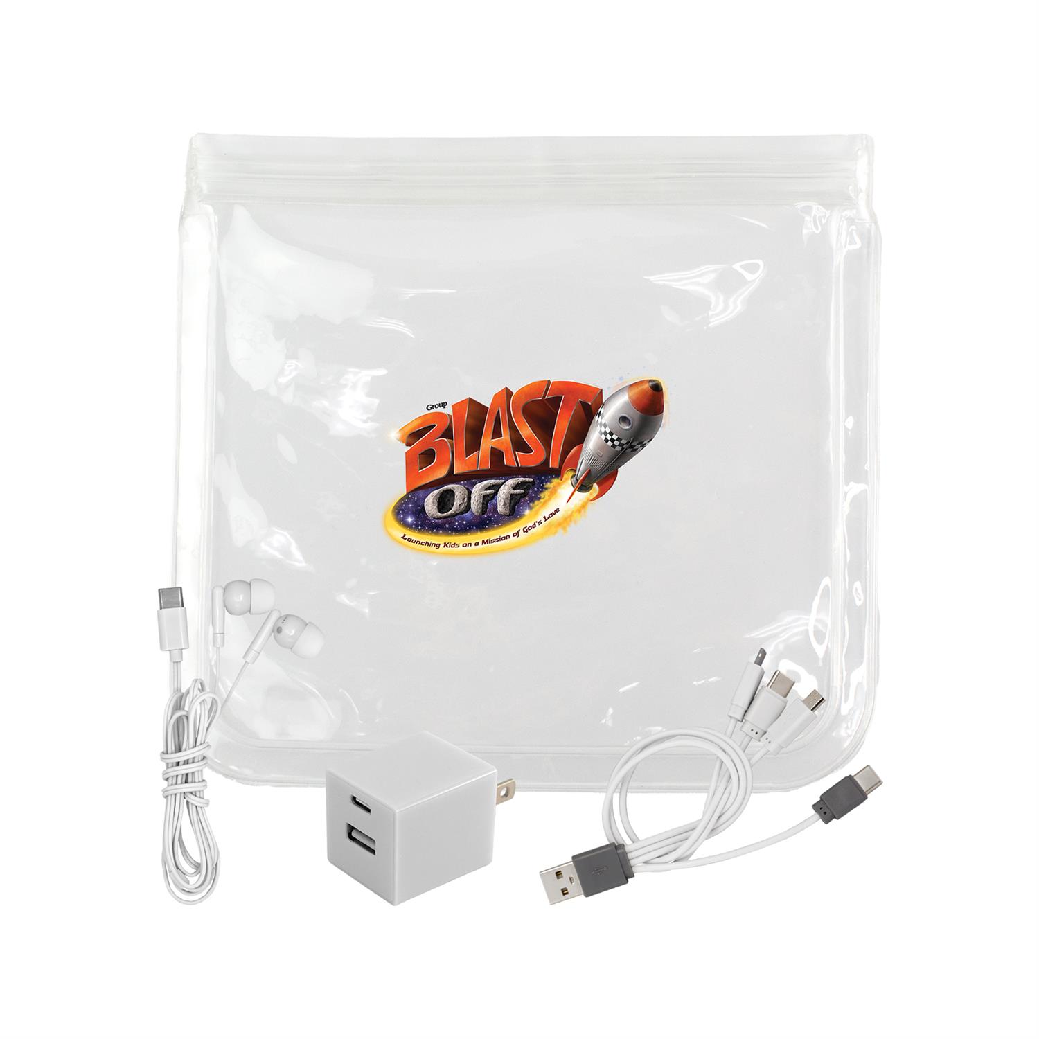 Clear A+C Wall, Cable & Ear Bud Set 1