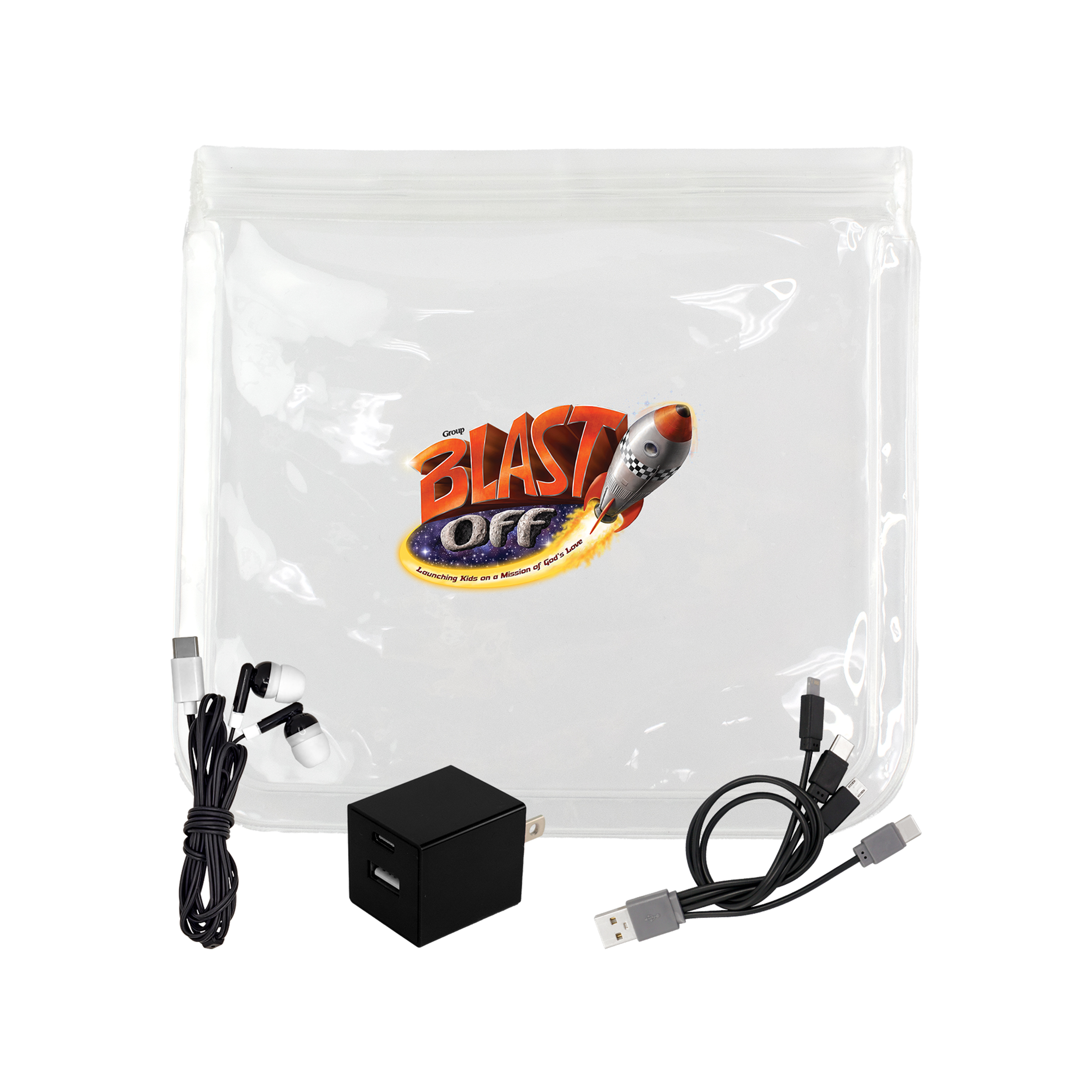 Clear A+C Wall, Cable & Ear Bud Set 1