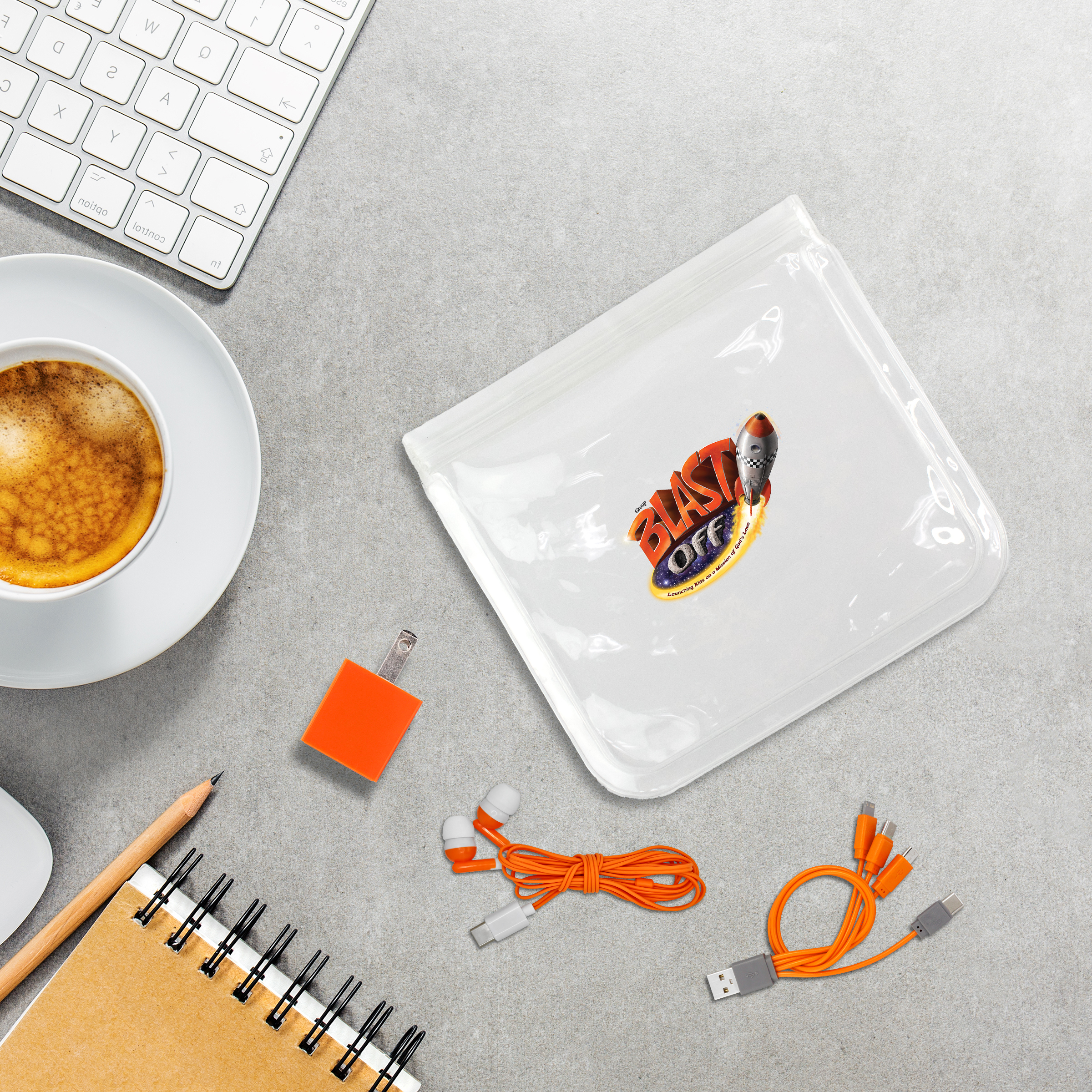 Clear A+C Wall, Cable & Ear Bud Set 1