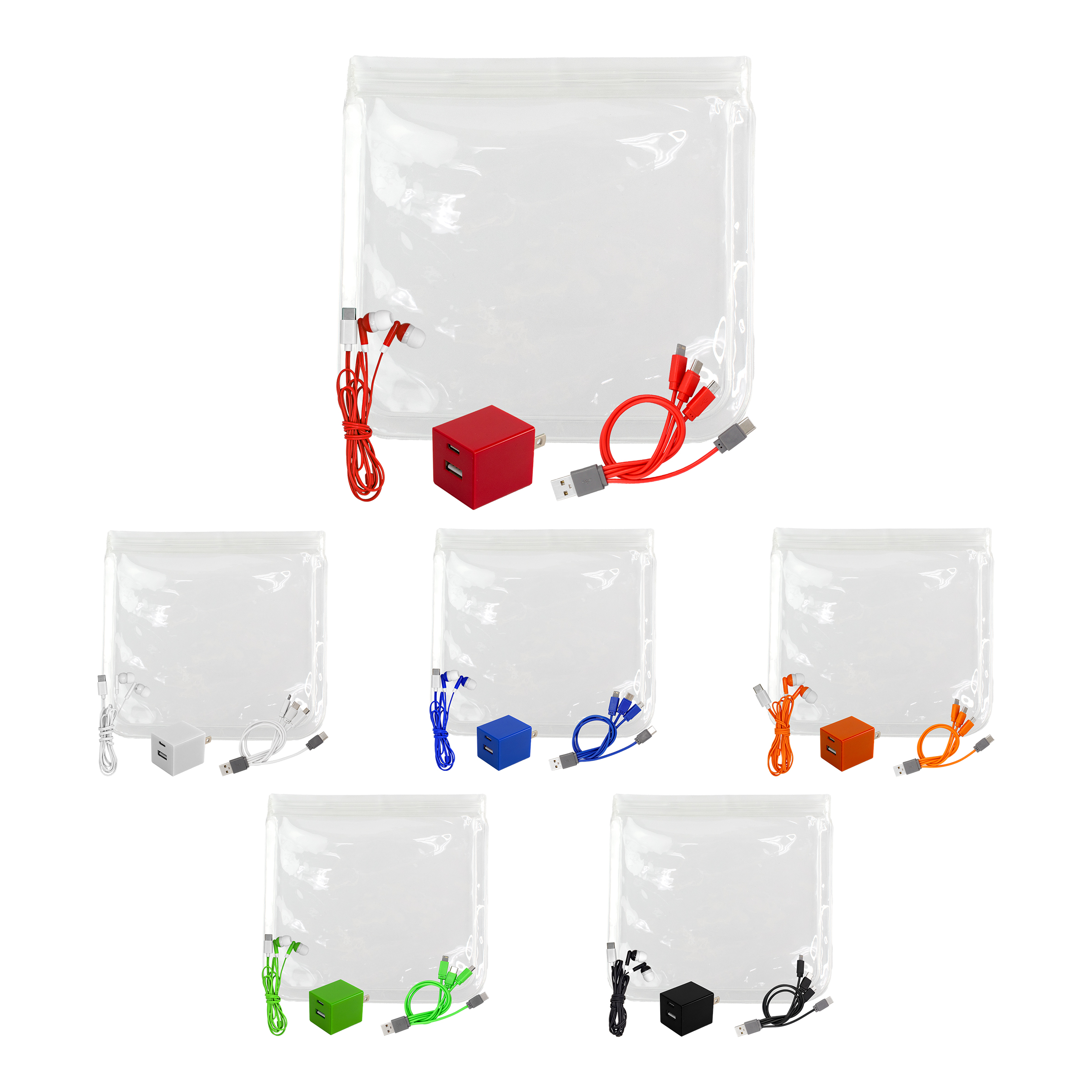 Clear A+C Wall, Cable & Ear Bud Set 1